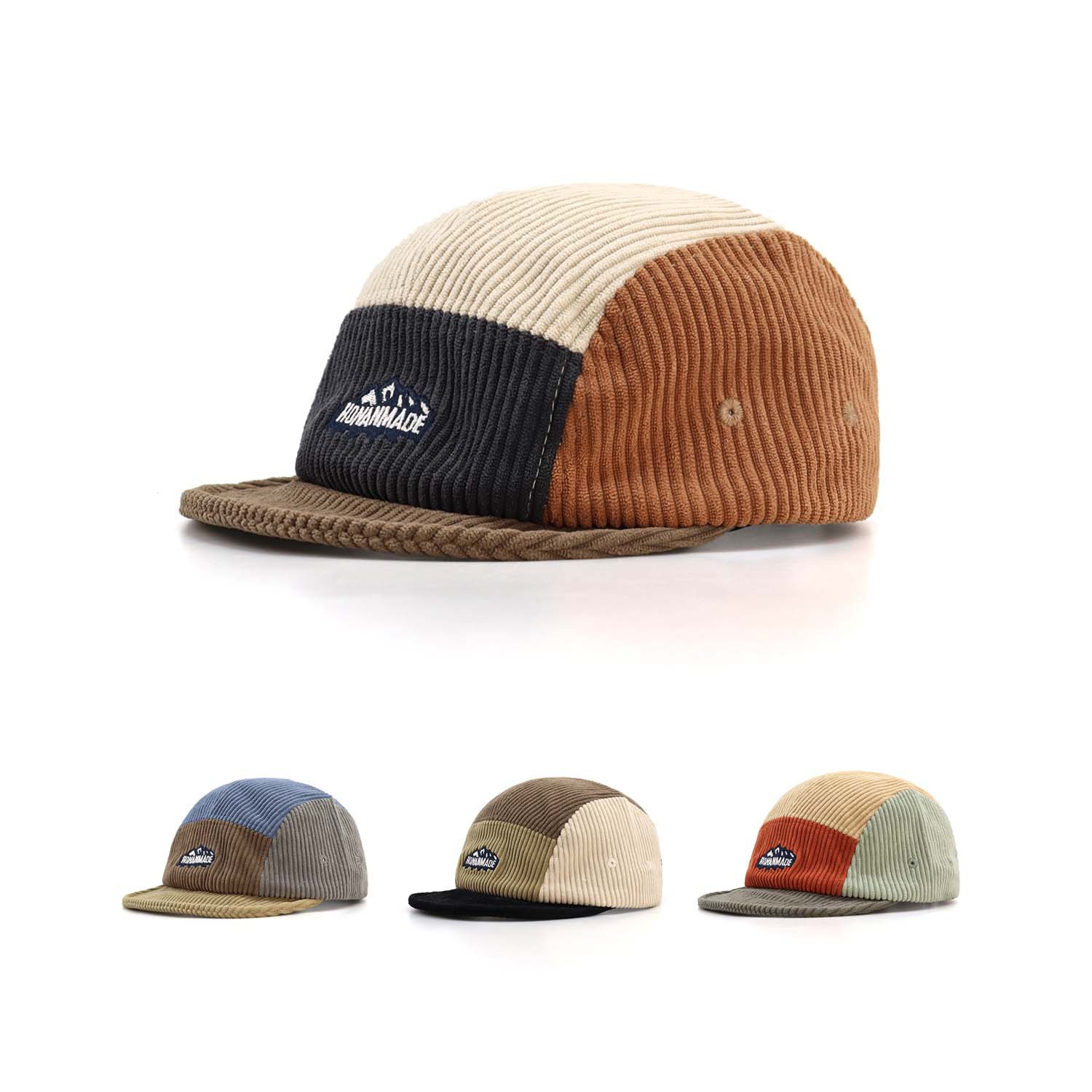 Corduroy Cap 5 Panel - 2026秋冬新作コーデュロイカラーブロック5パネルキャップ、ショートブリム野球帽、女性用ファッションピークハット