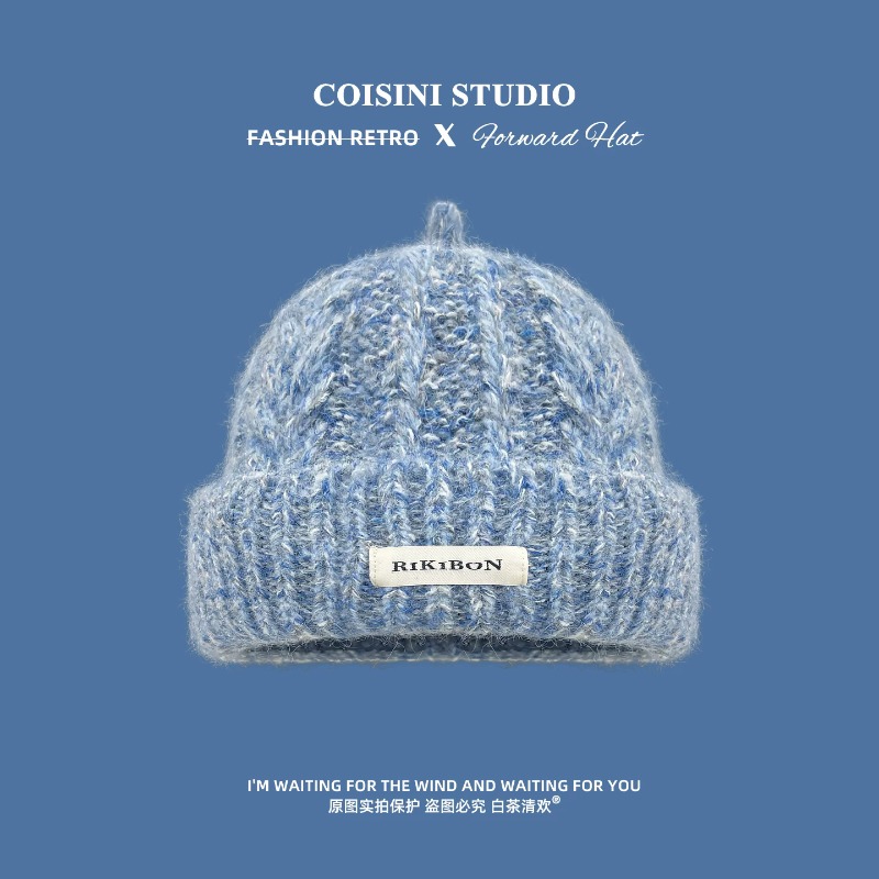 Beanie Cuffed Knit - 韓国風の小さめのトップノットニット帽。女性用、冬用、暖かく、袖口が絞られており、マルチカラーの混紡糸を使用したヘザー柄のケーブル編みニット帽。