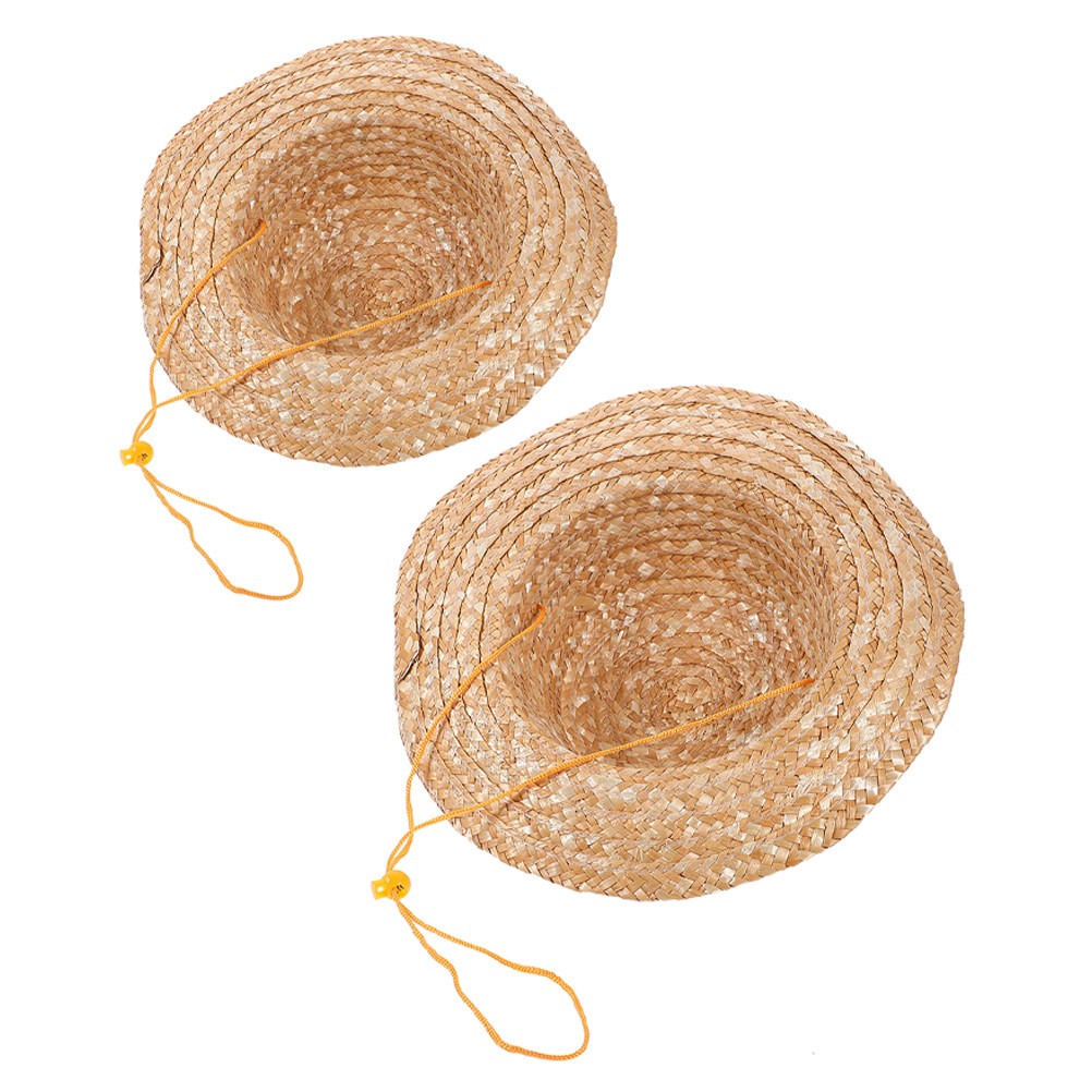 Sun Hat Wide Brim - 子供用ストロー素材のつば広帽子2枚セット。軽量で通気性が良く、無地のデザインなので、ビーチ、ピクニック、ガーデニング、ハイキングに最適。
