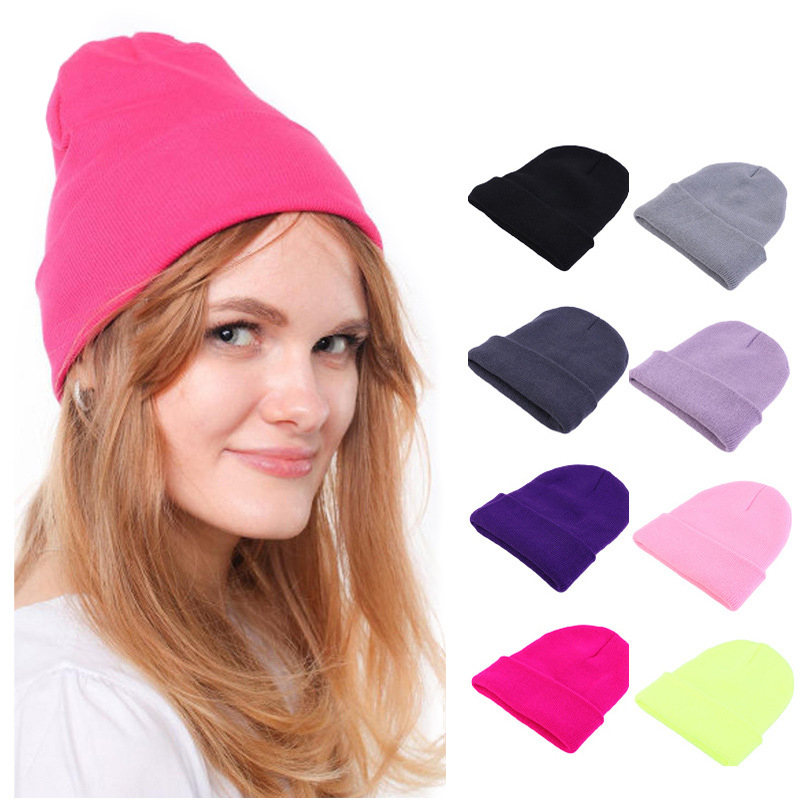 Beanie Cuffed Knit - ファッション無地ニットビーニーハット 暖かく柔らかなカフ付きキャップ ヘアラップハット 冬用カジュアルヘッドウェア ユニセックス用ケモキャップ