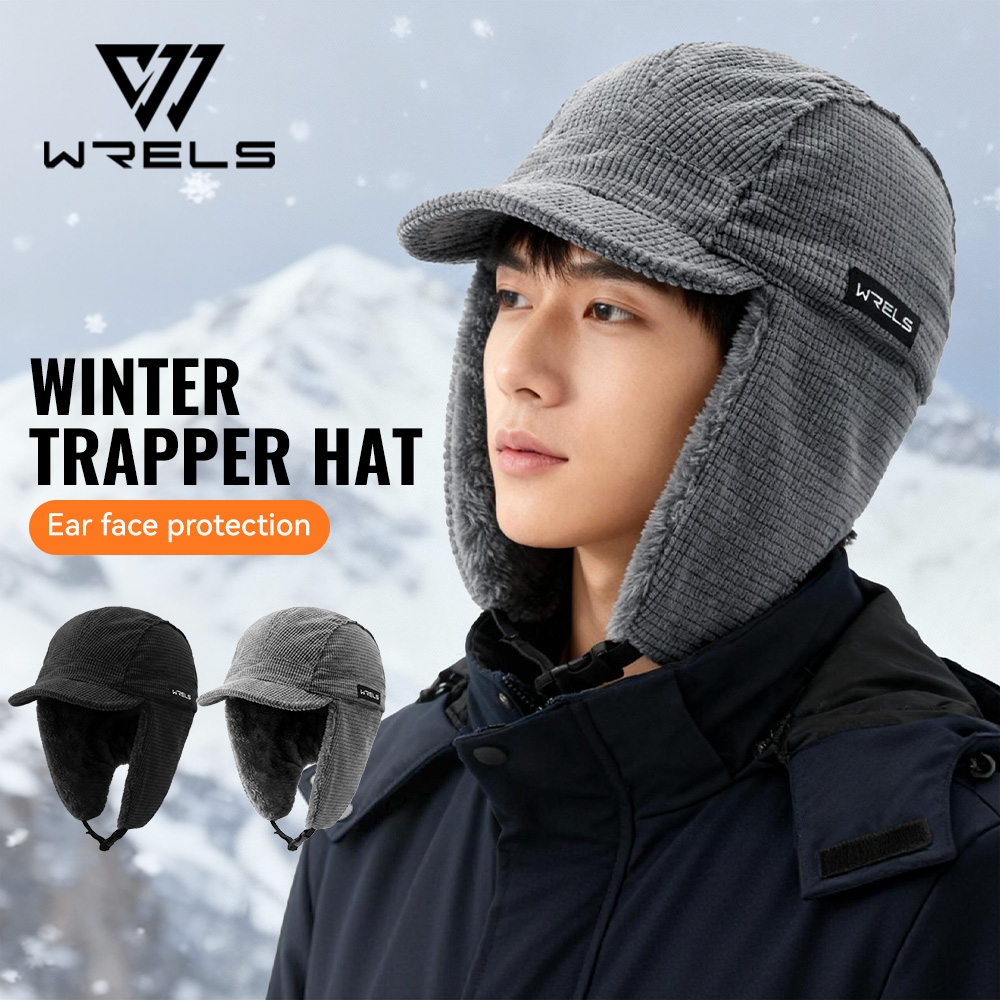 Trapper Hat Ear Flap - WRELS 冬用トラッパーハット 防風 暖かい耳保護 サイクリングハット キャップ
