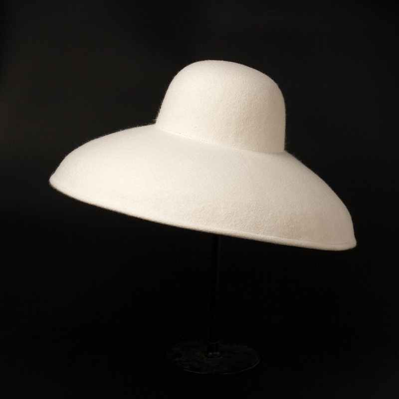 クラシックなウールのフェルトハット,広いつば,女性用,柔軟な - Fedora Hat Wool のレビューと価格