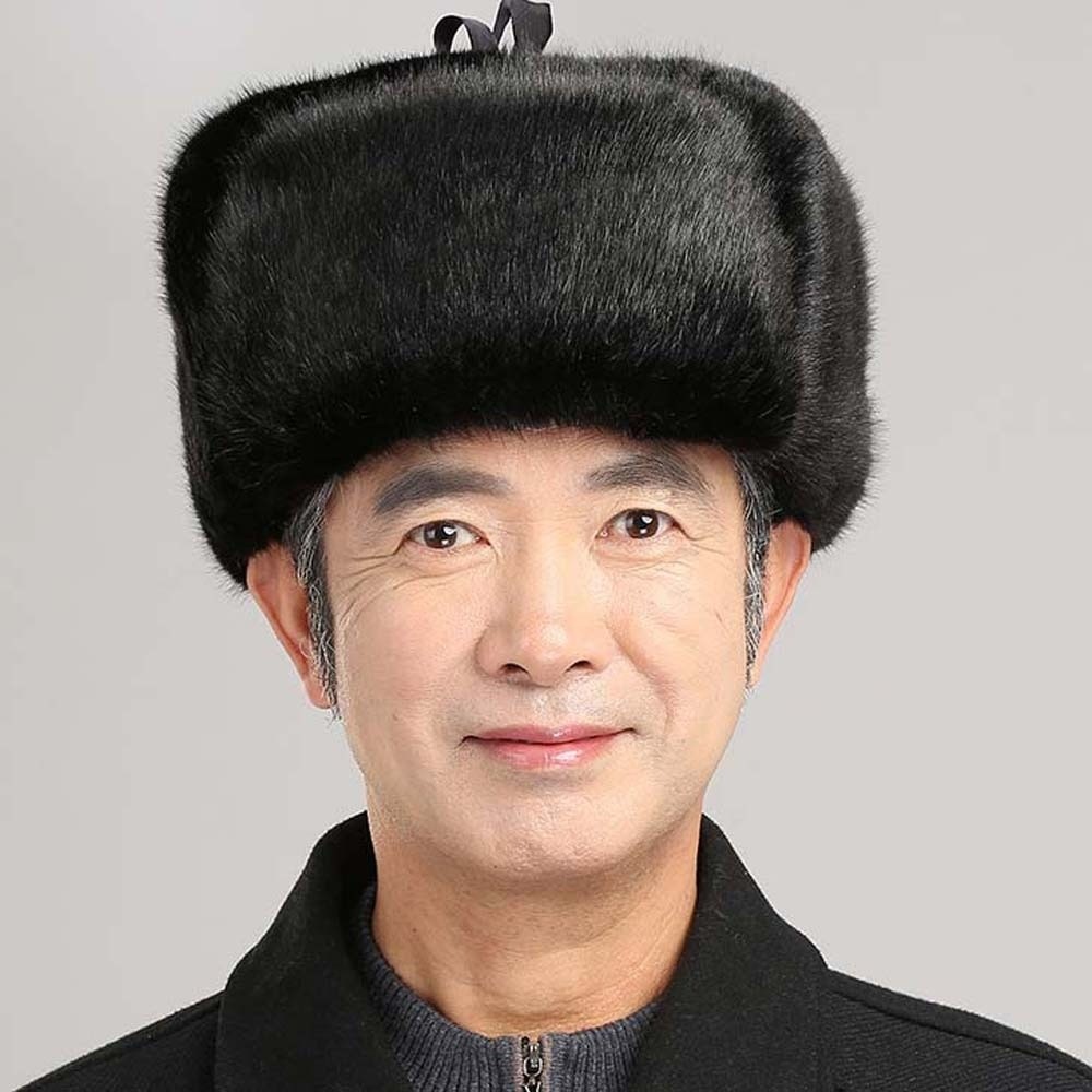 フェイクミンク素材のトラッパーハット、男性用、厚手で防風性が - Trapper Hat Ear Flap のレビューと価格