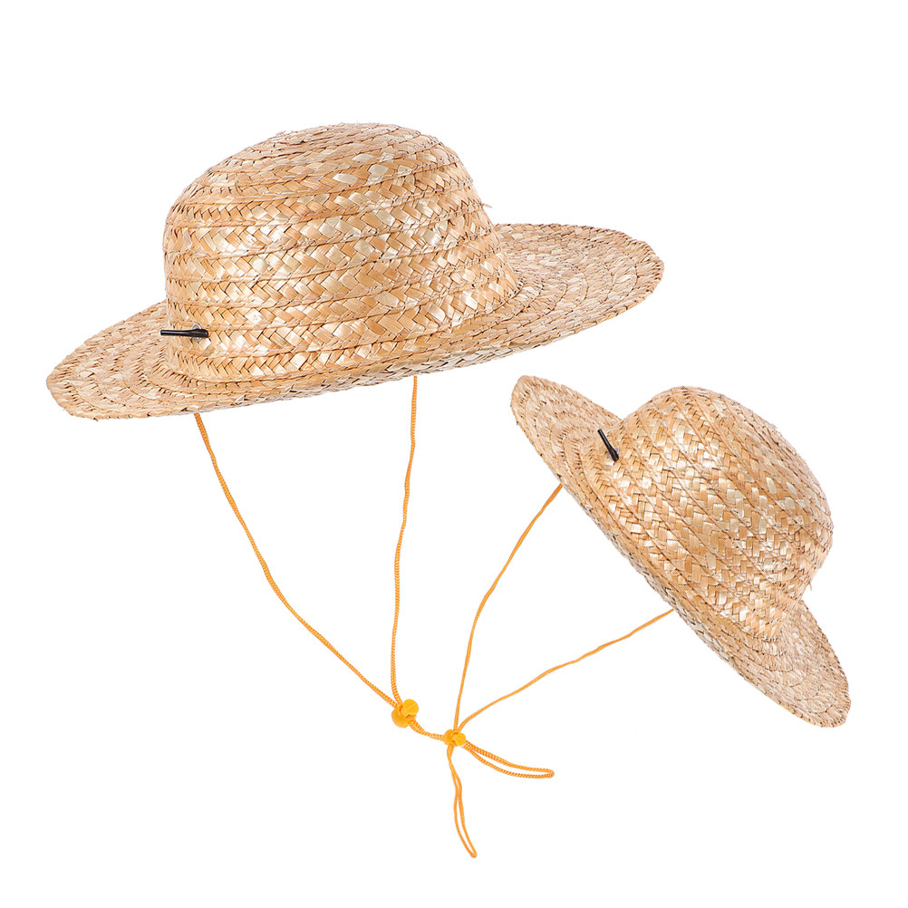 子供用ストロー素材のつば広帽子2枚セット。軽量で通気性が良く - Sun Hat Wide Brim のレビューと価格